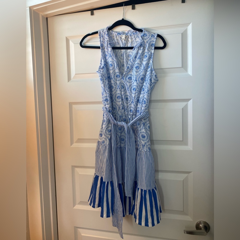 Blue and white dress